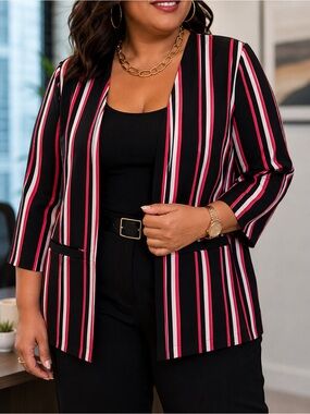 TORRID Open Front Striped Blazer EUC
